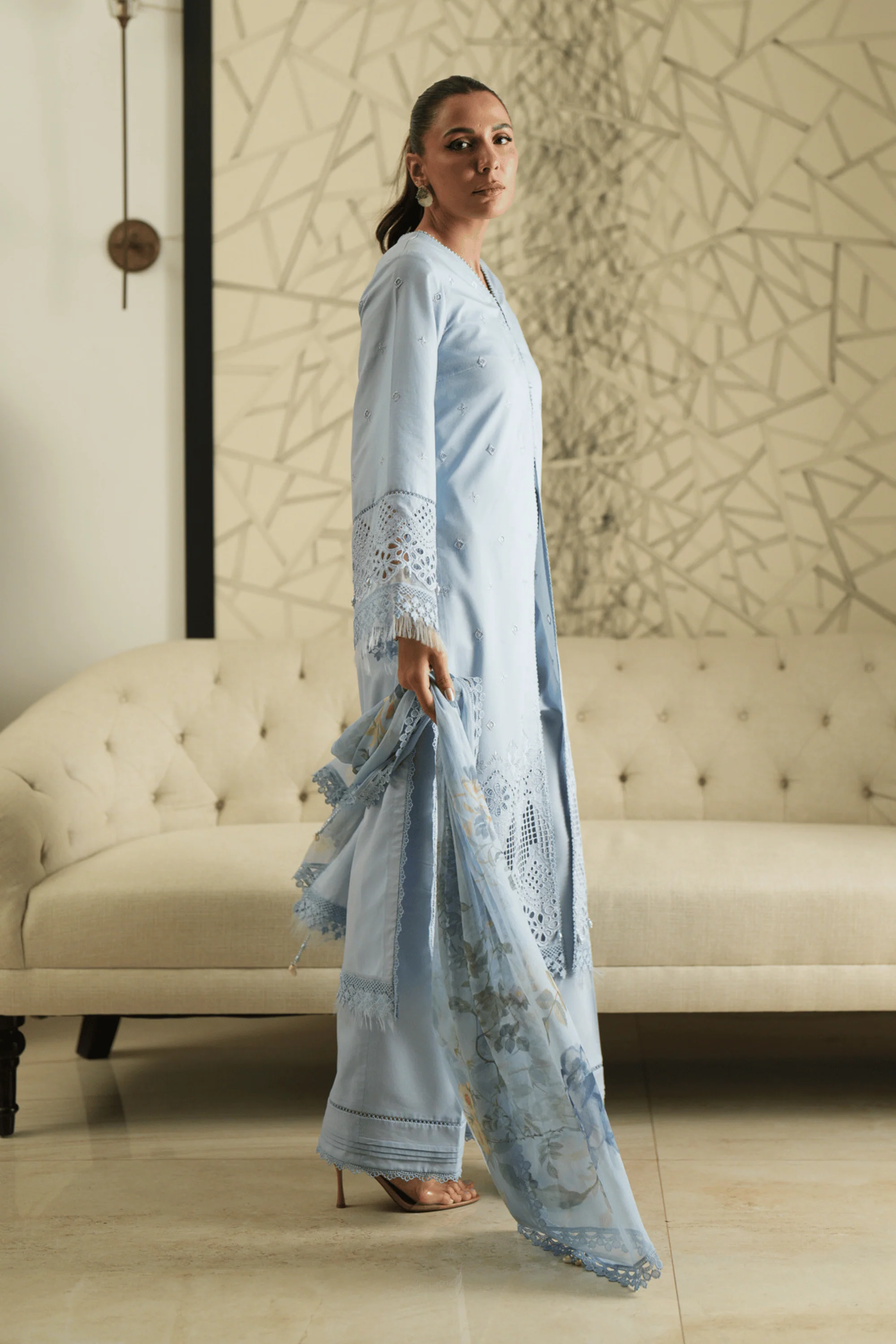 Azure Trellis - Luxury Lawn Suit - Image 4