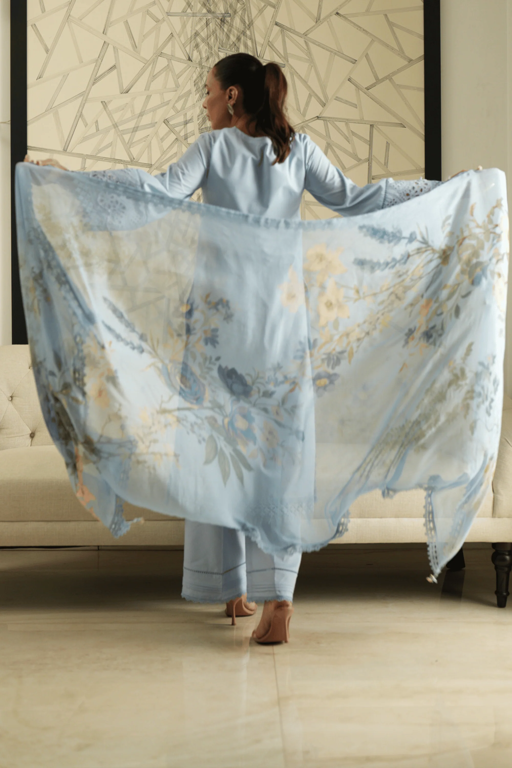 Azure Trellis - Luxury Lawn Suit - Image 5
