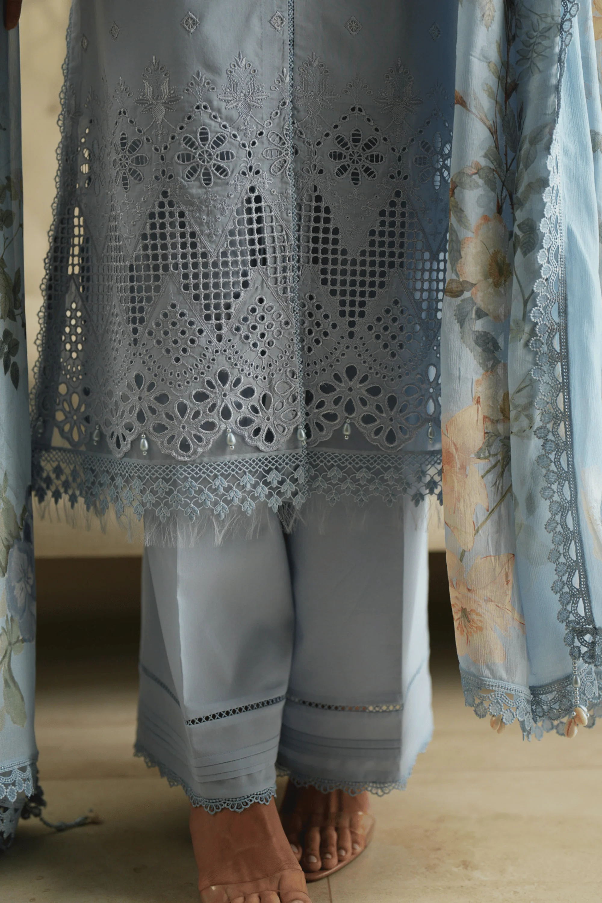 Azure Trellis - Luxury Lawn Suit - Image 6