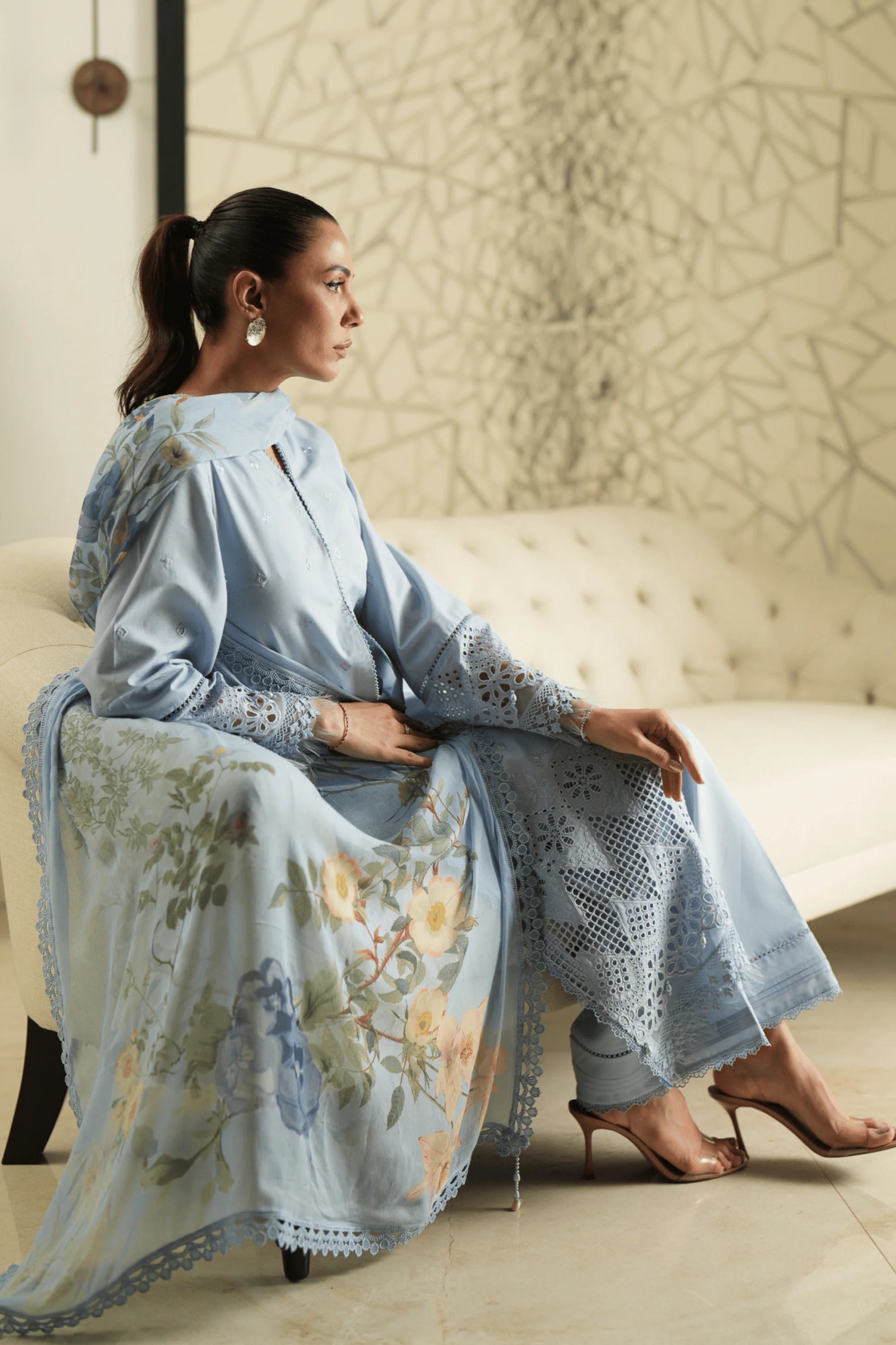 Azure Trellis - Luxury Lawn Suit - Image 7