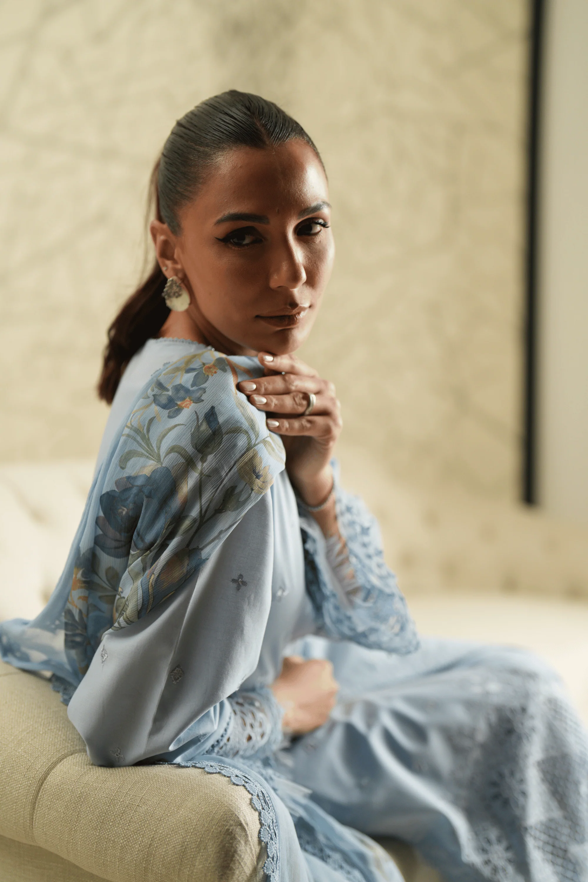 Azure Trellis - Luxury Lawn Suit - Image 8