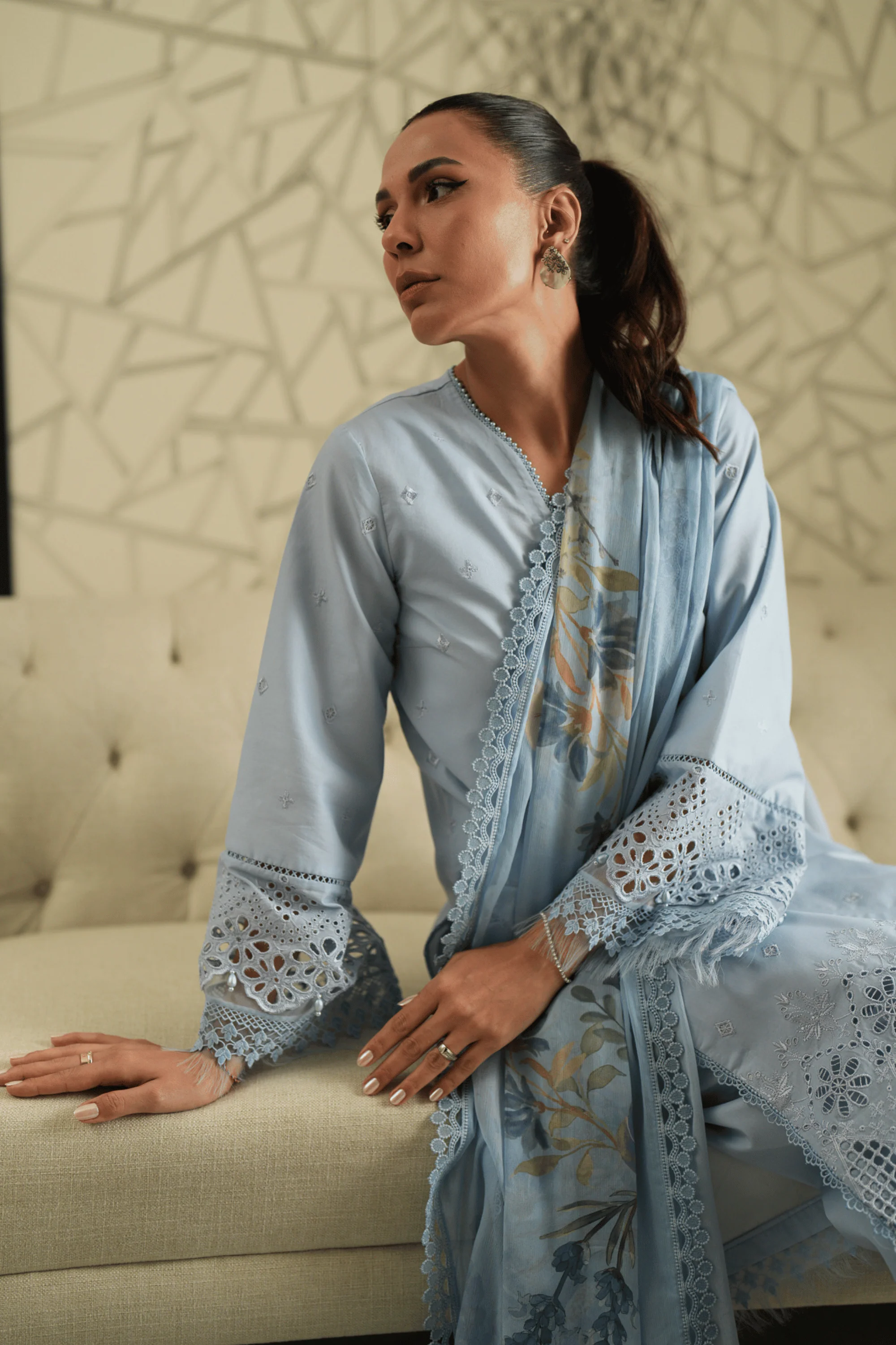 Azure Trellis - Luxury Lawn Suit - Image 9