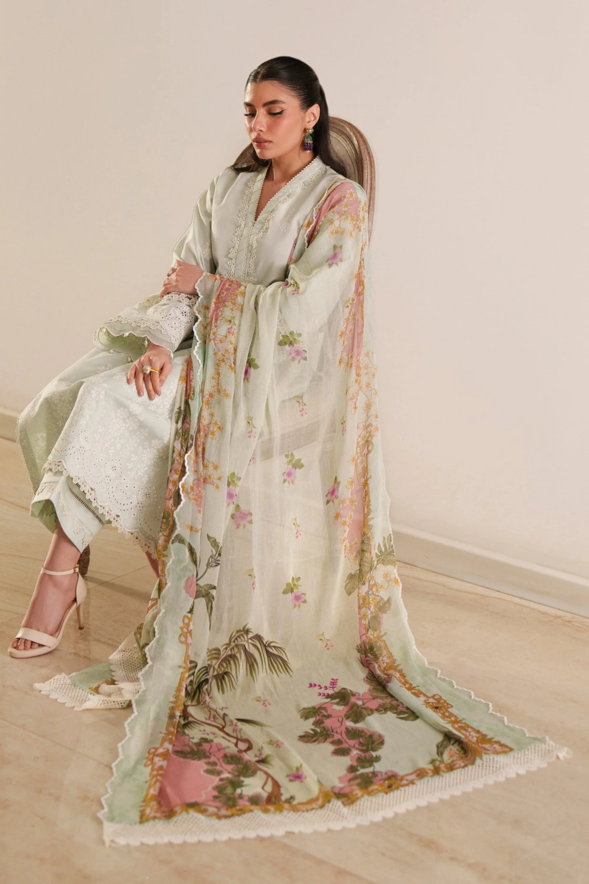 Ethereal Mint - Luxury Lawn Suit - Image 3