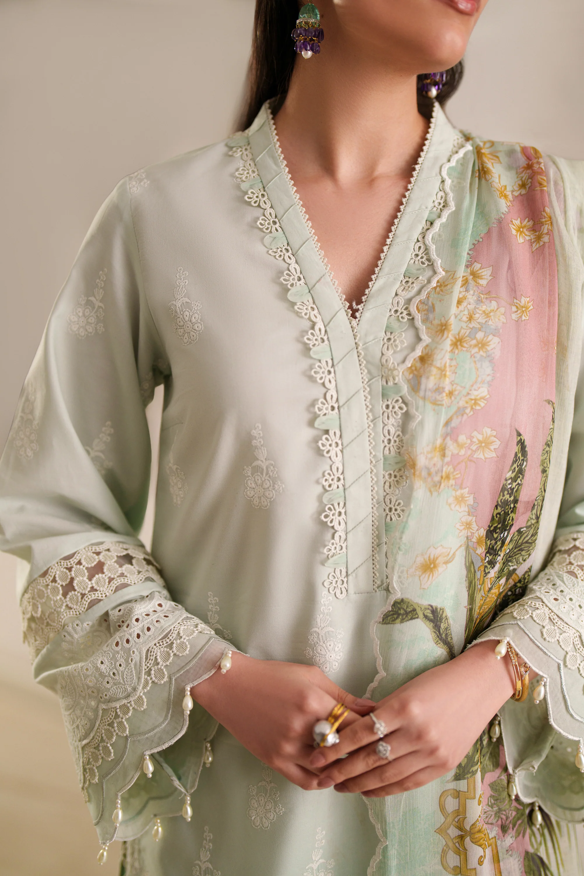 Ethereal Mint - Luxury Lawn Suit - Image 4
