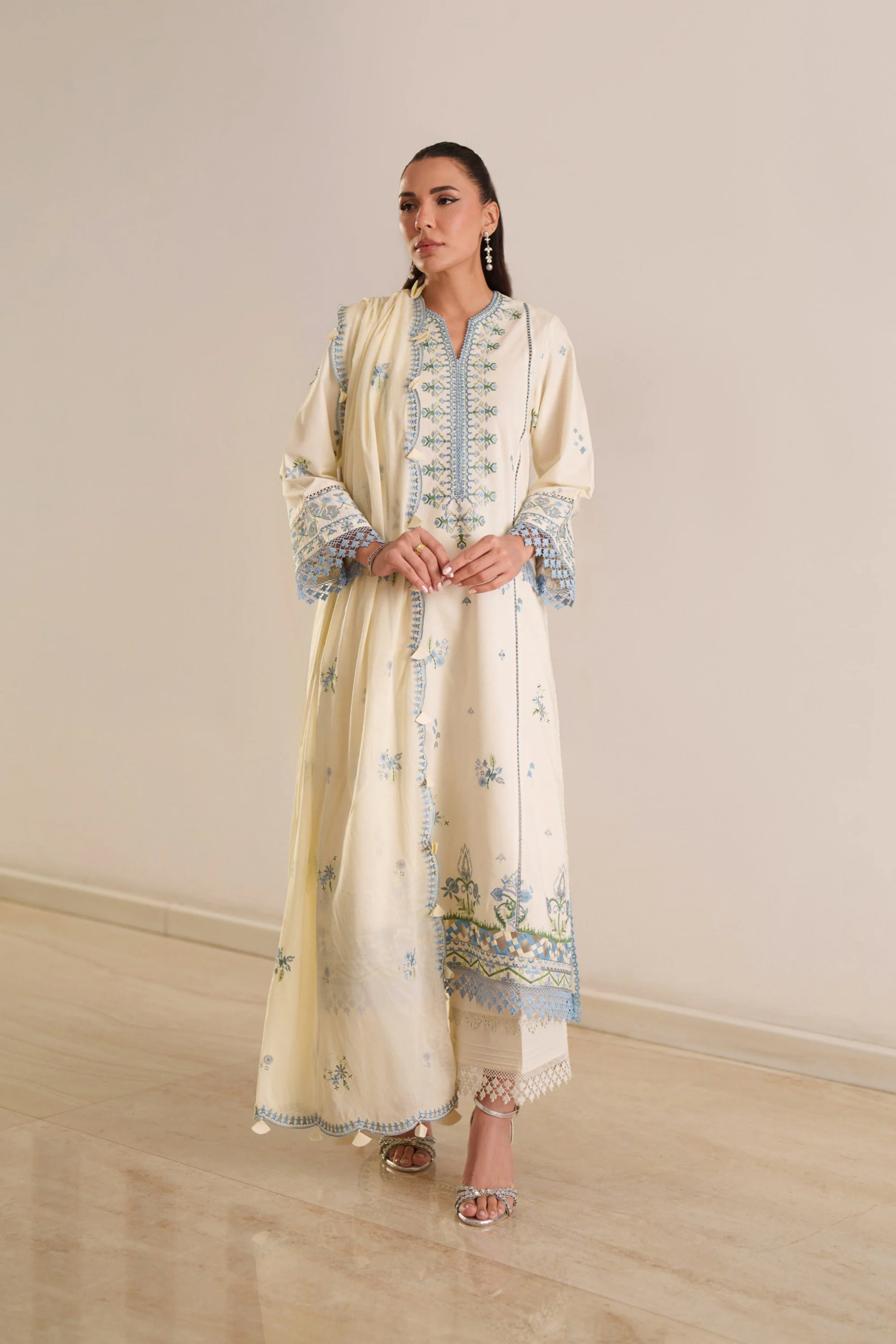 Ivory Suzani - Luxury Lawn Suit - Image 8