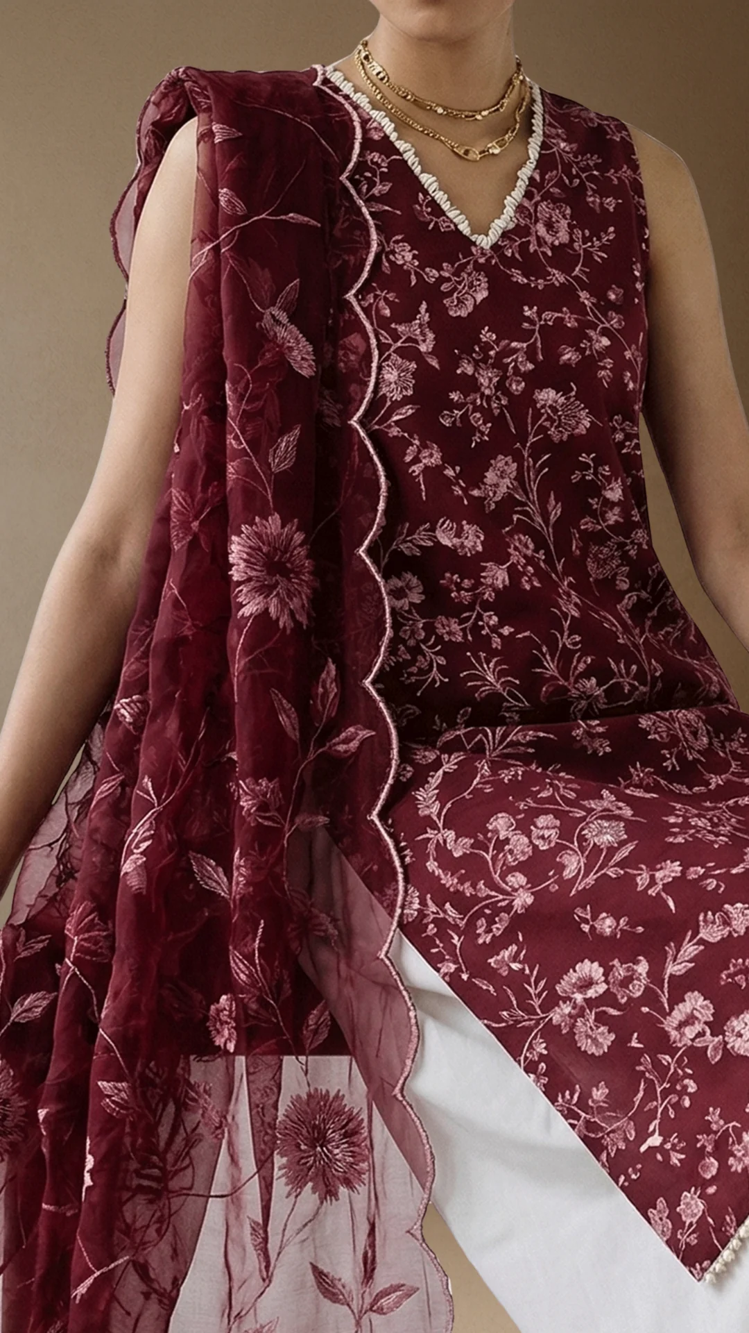 Deep Rouge - Printed Lawn Suit - Image 4