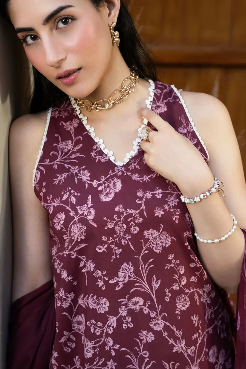 Deep Rouge - Printed Lawn Suit - Image 5