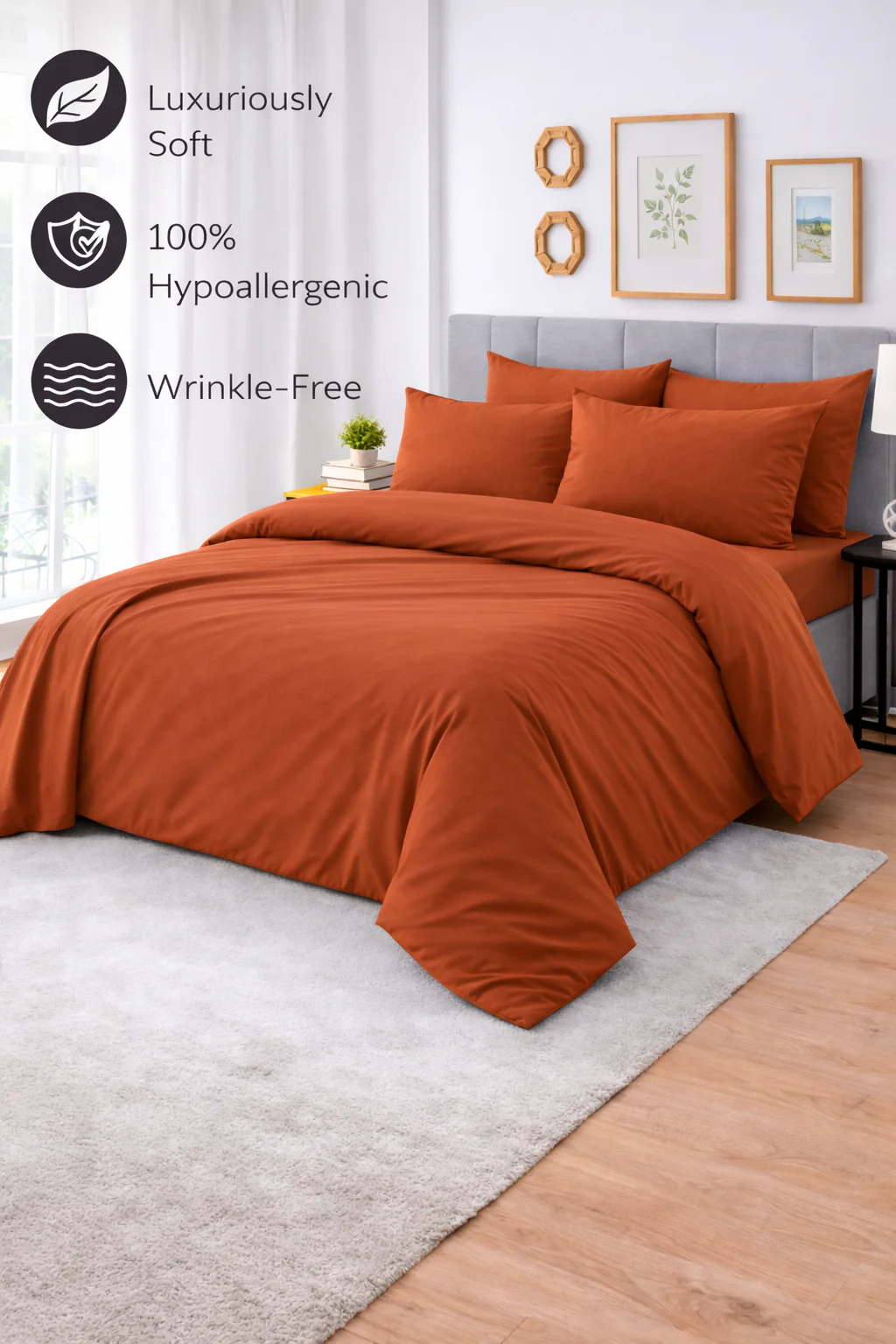 Luxe T400 Terracotta Bed Sheet Set - Image 2