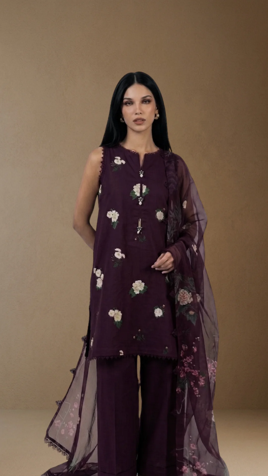 Prune - Printed Lawn Suit - Image 4