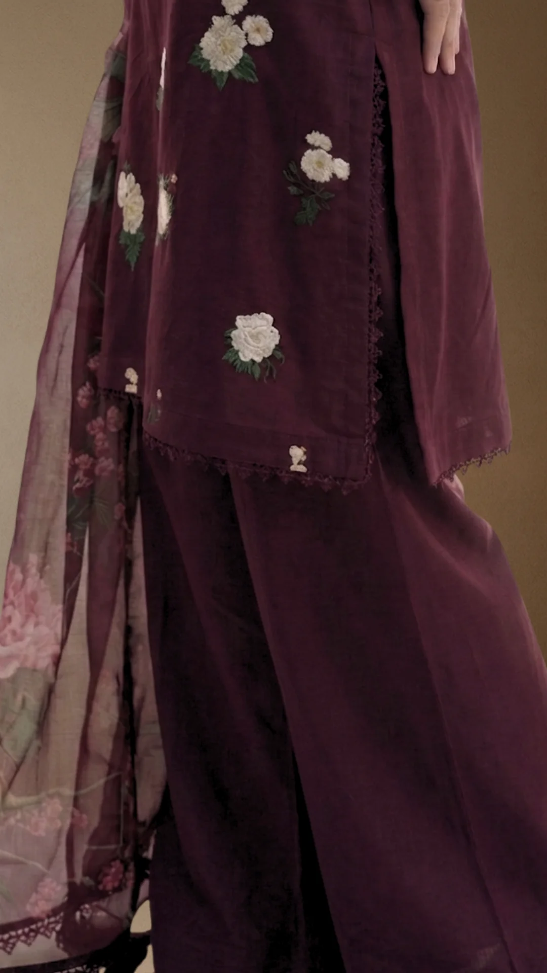 Prune - Printed Lawn Suit - Image 5