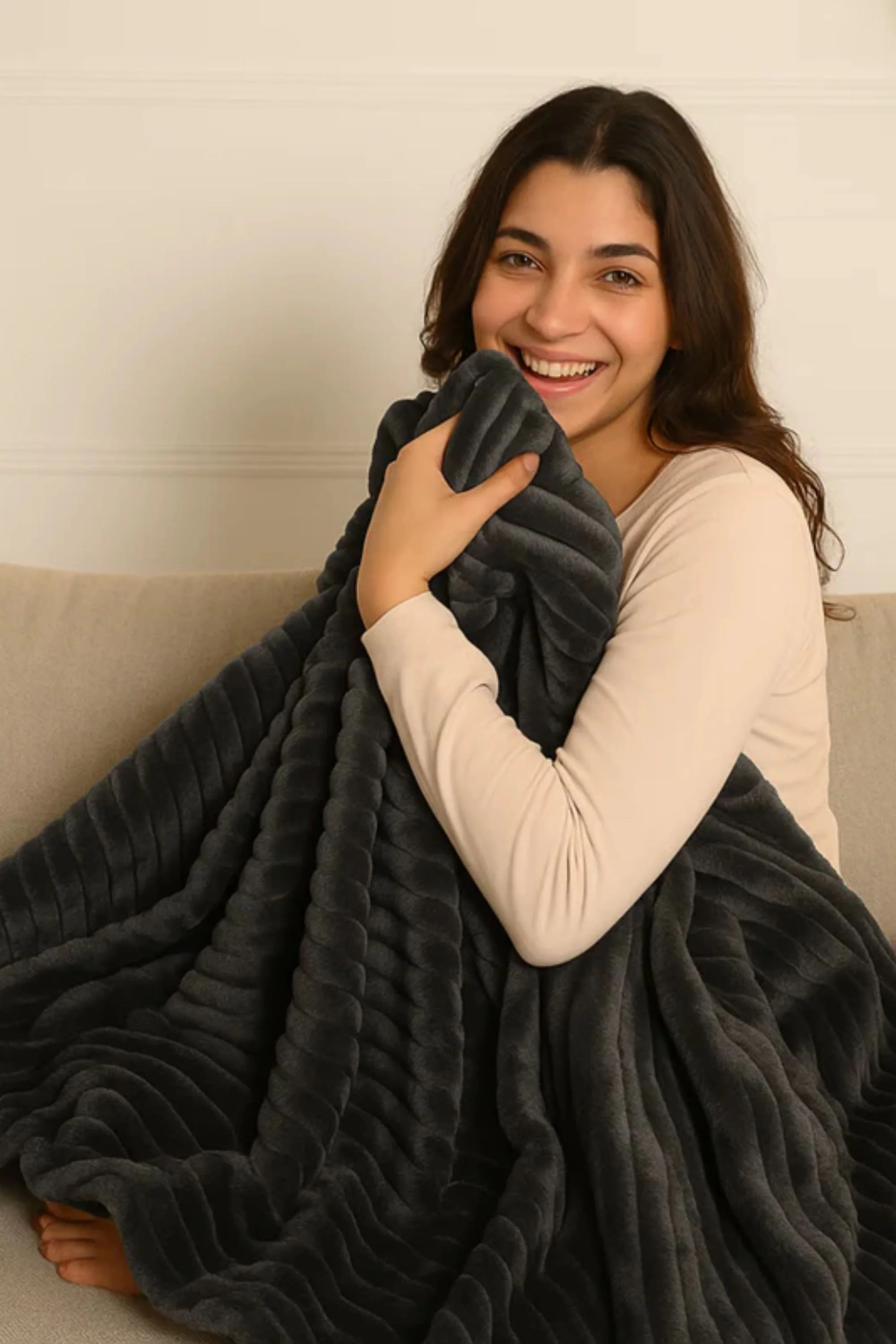 Striped Microfiber Plush Blankets - Image 2